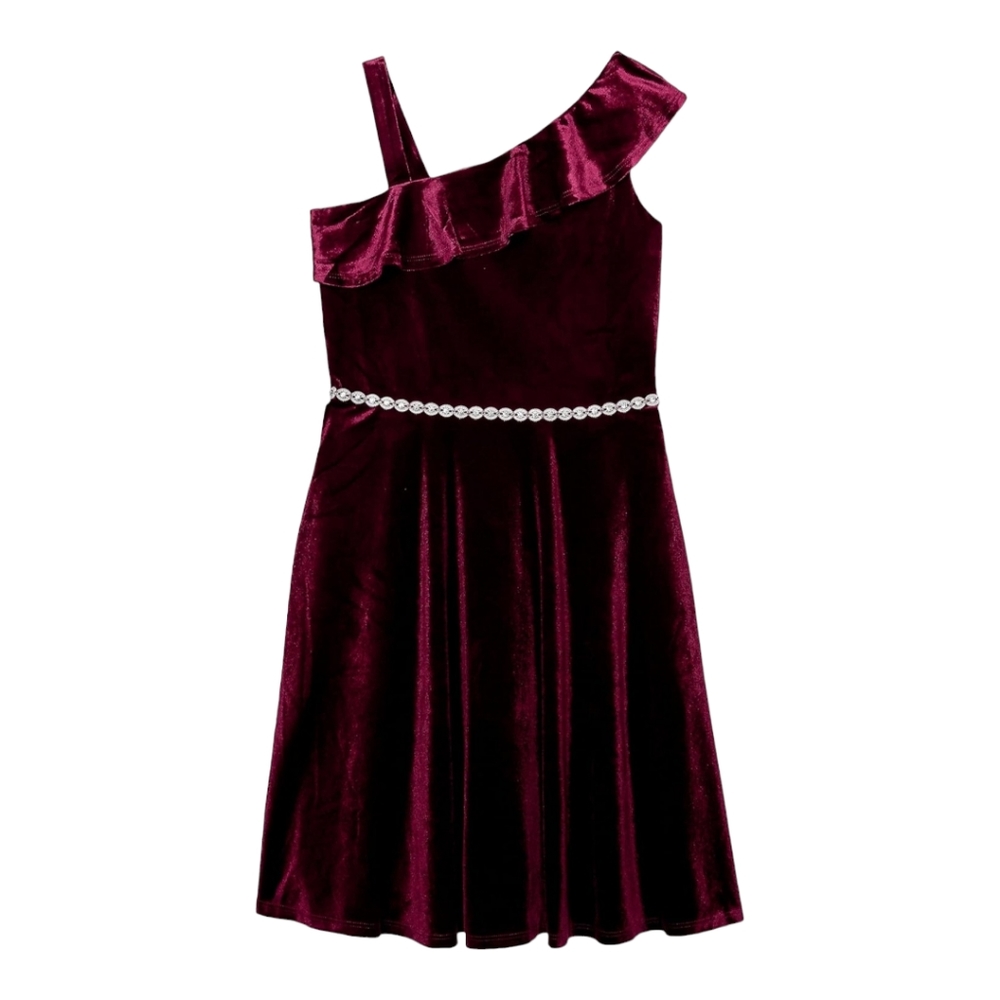 Speechless Girls' Ruffled One Shoulder Fit and Flare Sleeveless Dress